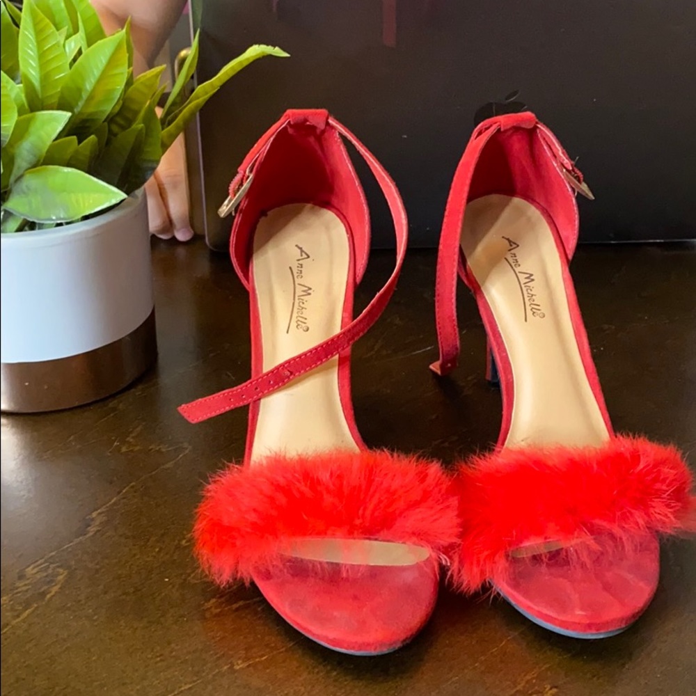 Red Pom Pom heels